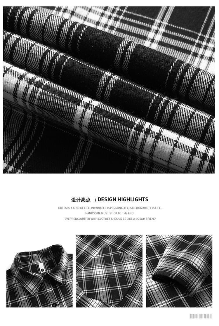 復古格仔長袖恤衫