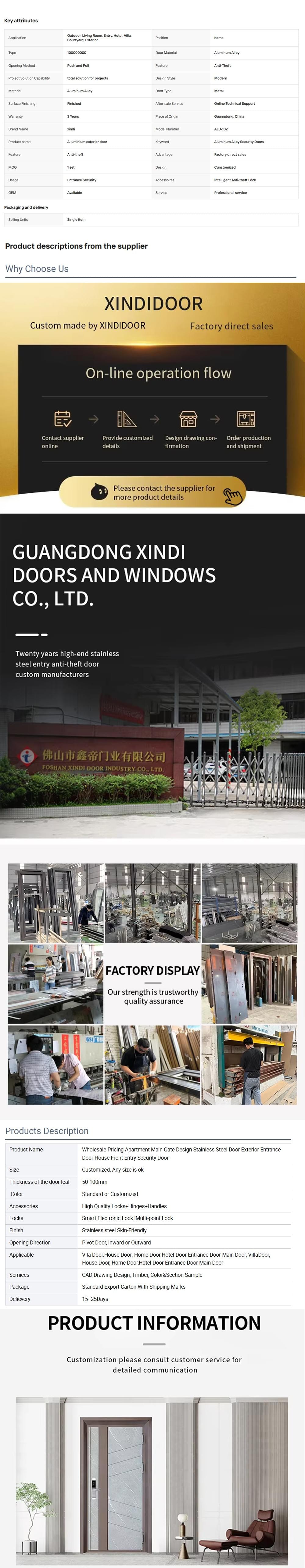 Modern Design Exterior Aluminum Alloy Security Door