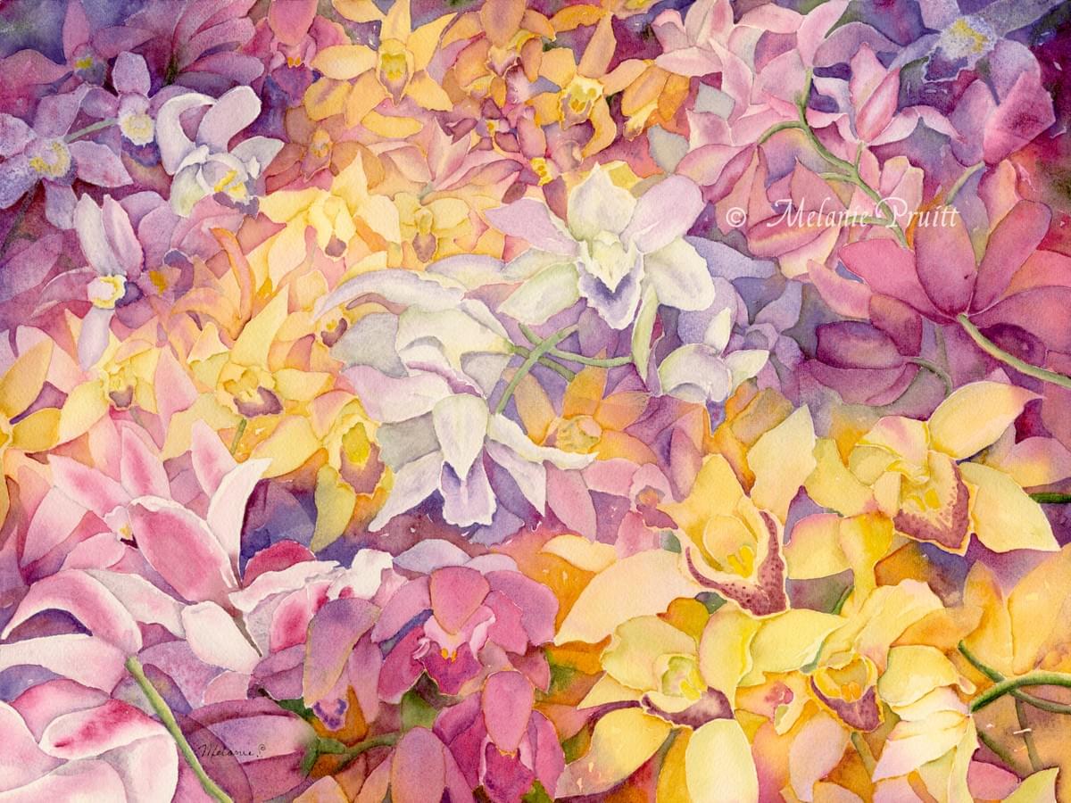 Watercolor orchids perfect symbol of love Watercolor orchids perfect symbol of love