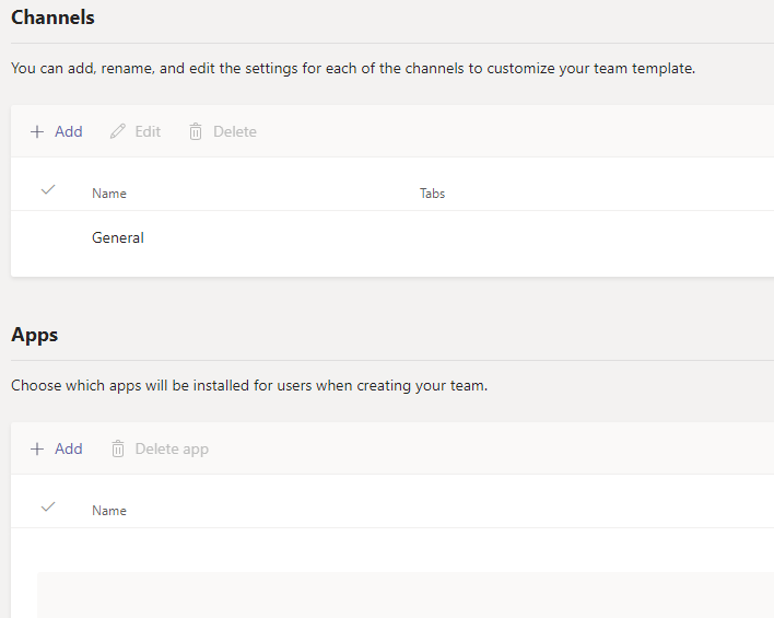 Configuration des canaux et des applications d'un modèle d'équipe Microsoft Teams Configuration des canaux et des applications d'un modèle d'équipe Microsoft Teams