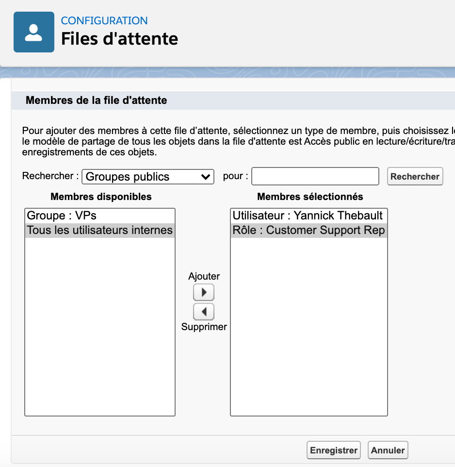 Membres d'une file d'attente Salesforce Membres d'une file d'attente Salesforce