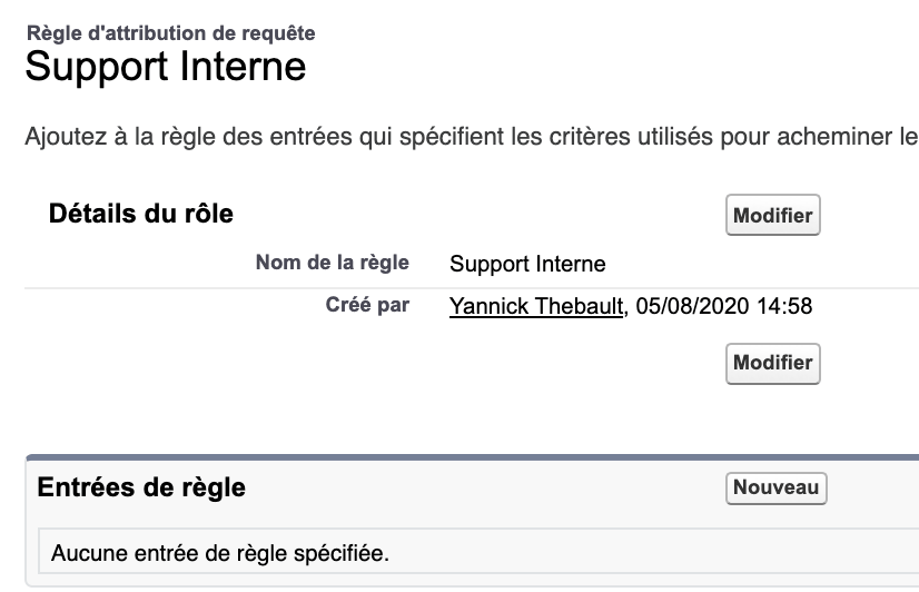 Liste des entrées de règle d'assignation Liste des entrées de règle d'assignation