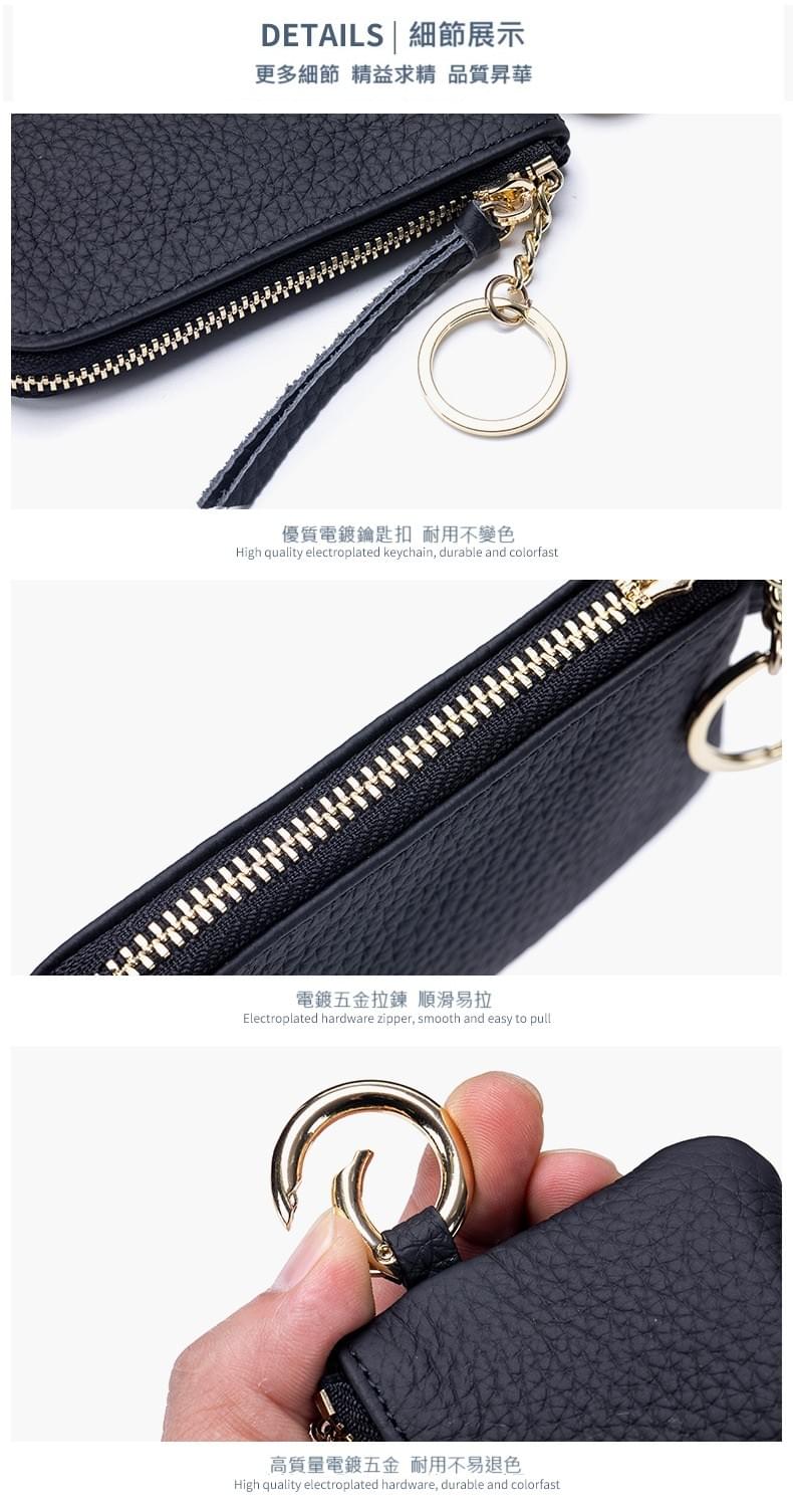 韓式高質感牛皮掛脖零錢包
