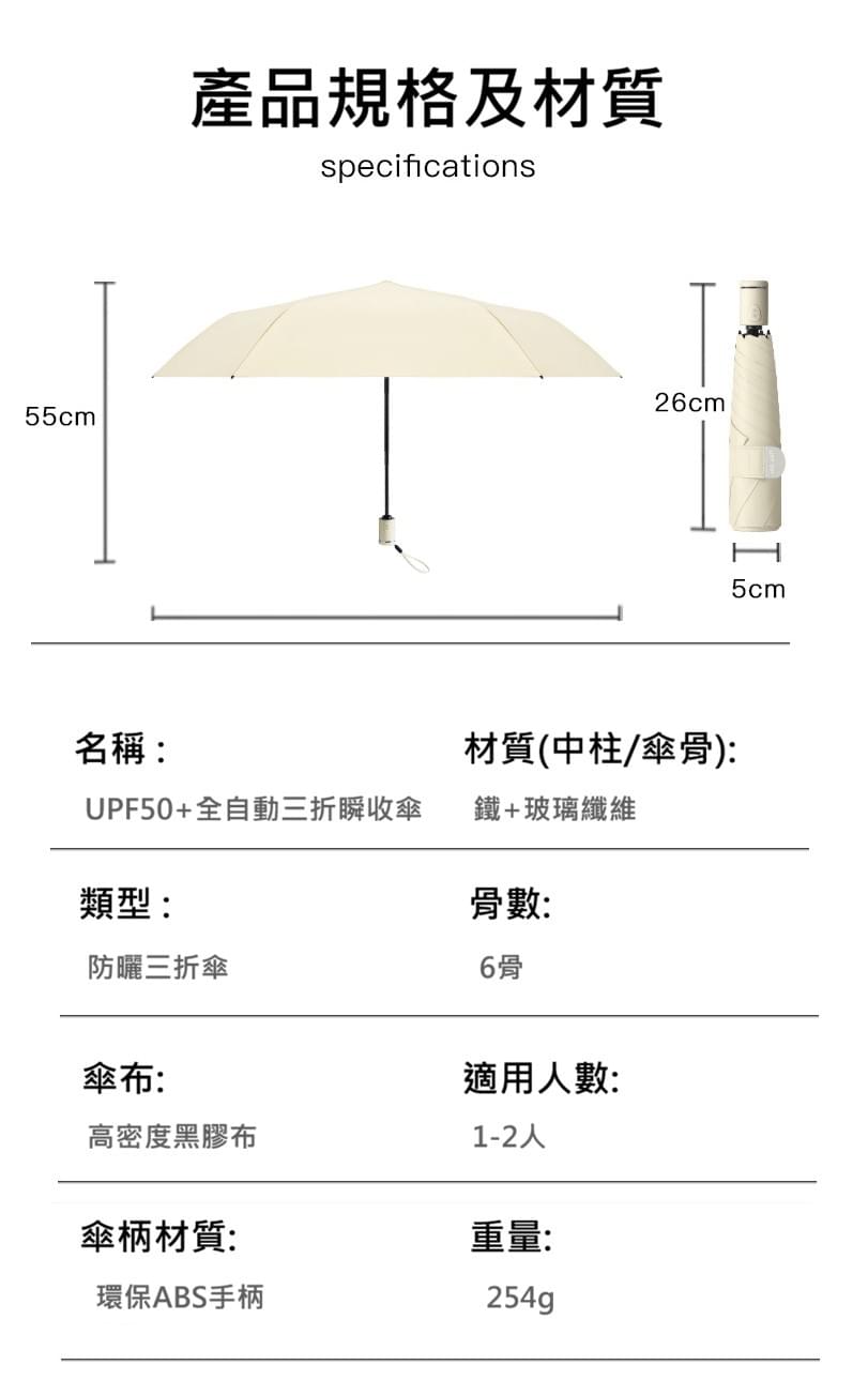 自動瞬收防曬晴雨傘 一秒瞬收・真正不用整理的防曬晴雨傘