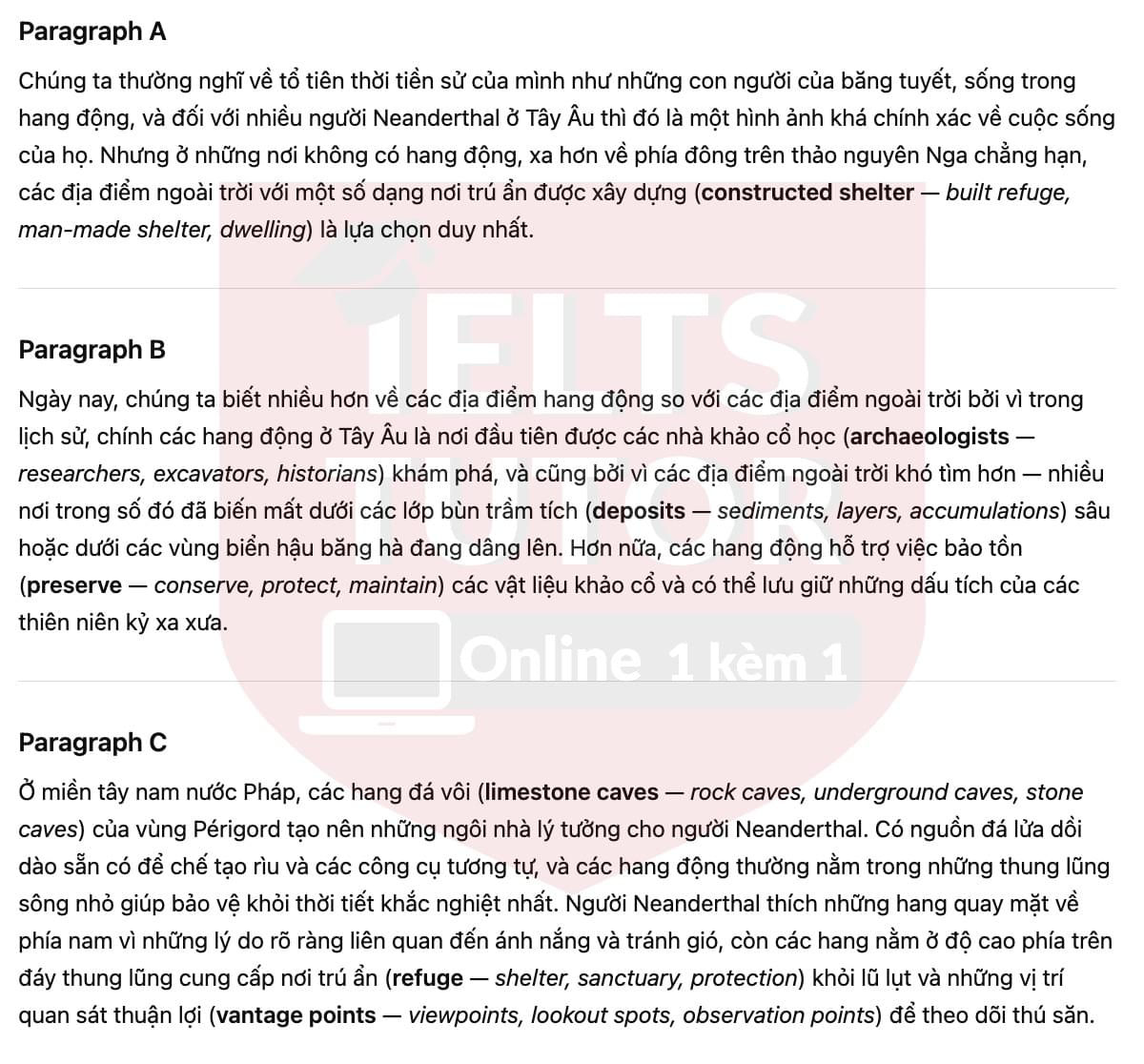 🔥Neanderthal Technology Answers with location - Đề luyện tập IELTS READING- Làm bài online format computer-based, kèm đáp án, dịch & giải thích từ vựng - cấu trúc ngữ pháp khó 🔥Neanderthal Technology Answers with location - Đề luyện tập IELTS READING- Làm bài online format computer-based, kèm đáp án, dịch & giải thích từ vựng - cấu trúc ngữ pháp khó
