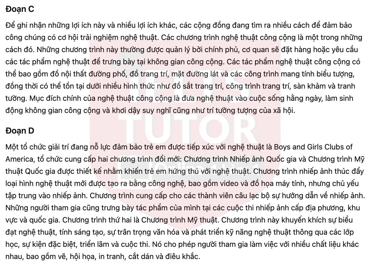 🔥Public art programs: research update Answers with location - Đề luyện tập IELTS READING- Làm bài online format computer-based, kèm đáp án, dịch & giải thích từ vựng - cấu trúc ngữ pháp khó 🔥Public art programs: research update Answers with location - Đề luyện tập IELTS READING- Làm bài online format computer-based, kèm đáp án, dịch & giải thích từ vựng - cấu trúc ngữ pháp khó