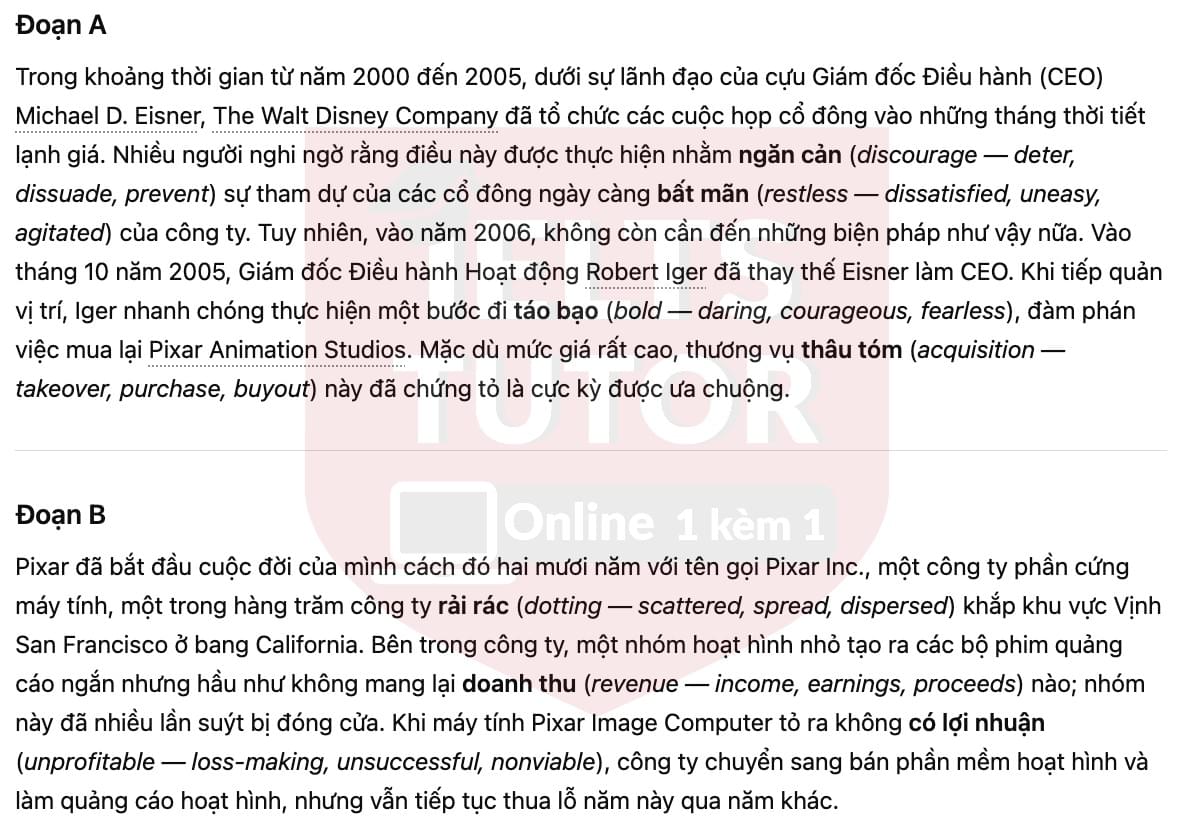 🔥The Pixar Story Answers with location - Đề luyện tập IELTS READING- Làm bài online format computer-based, kèm đáp án, dịch & giải thích từ vựng - cấu trúc ngữ pháp khó 🔥The Pixar Story Answers with location - Đề luyện tập IELTS READING- Làm bài online format computer-based, kèm đáp án, dịch & giải thích từ vựng - cấu trúc ngữ pháp khó