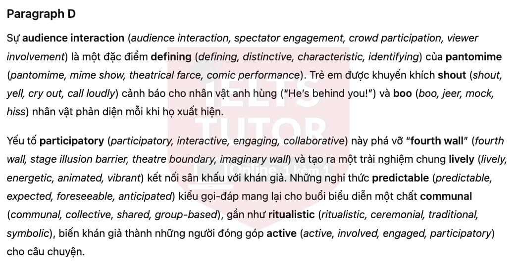 🔥Pantomime Answers with location - Đề luyện tập IELTS READING- Làm bài online format computer-based, kèm đáp án, dịch & giải thích từ vựng - cấu trúc ngữ pháp khó 🔥Pantomime Answers with location - Đề luyện tập IELTS READING- Làm bài online format computer-based, kèm đáp án, dịch & giải thích từ vựng - cấu trúc ngữ pháp khó