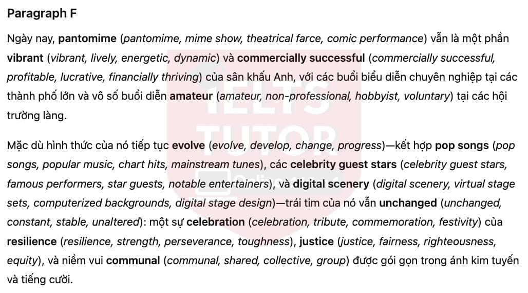 🔥Pantomime Answers with location - Đề luyện tập IELTS READING- Làm bài online format computer-based, kèm đáp án, dịch & giải thích từ vựng - cấu trúc ngữ pháp khó 🔥Pantomime Answers with location - Đề luyện tập IELTS READING- Làm bài online format computer-based, kèm đáp án, dịch & giải thích từ vựng - cấu trúc ngữ pháp khó