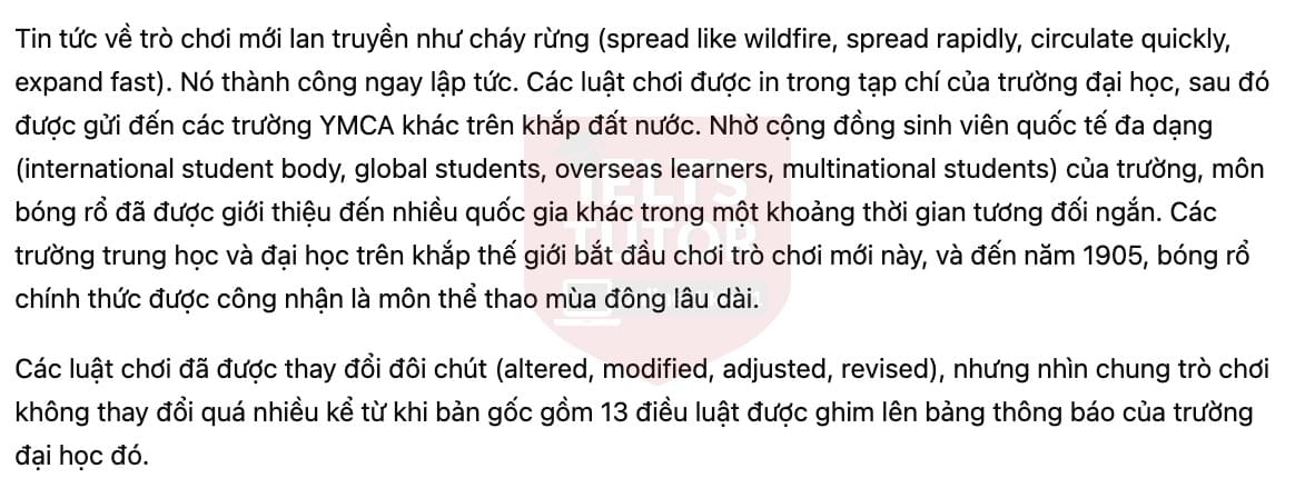 🔥How Basketball Was Invented Answers with location - Đề luyện tập IELTS READING- Làm bài online format computer-based, kèm đáp án, dịch & giải thích từ vựng - cấu trúc ngữ pháp khó 🔥How Basketball Was Invented Answers with location - Đề luyện tập IELTS READING- Làm bài online format computer-based, kèm đáp án, dịch & giải thích từ vựng - cấu trúc ngữ pháp khó