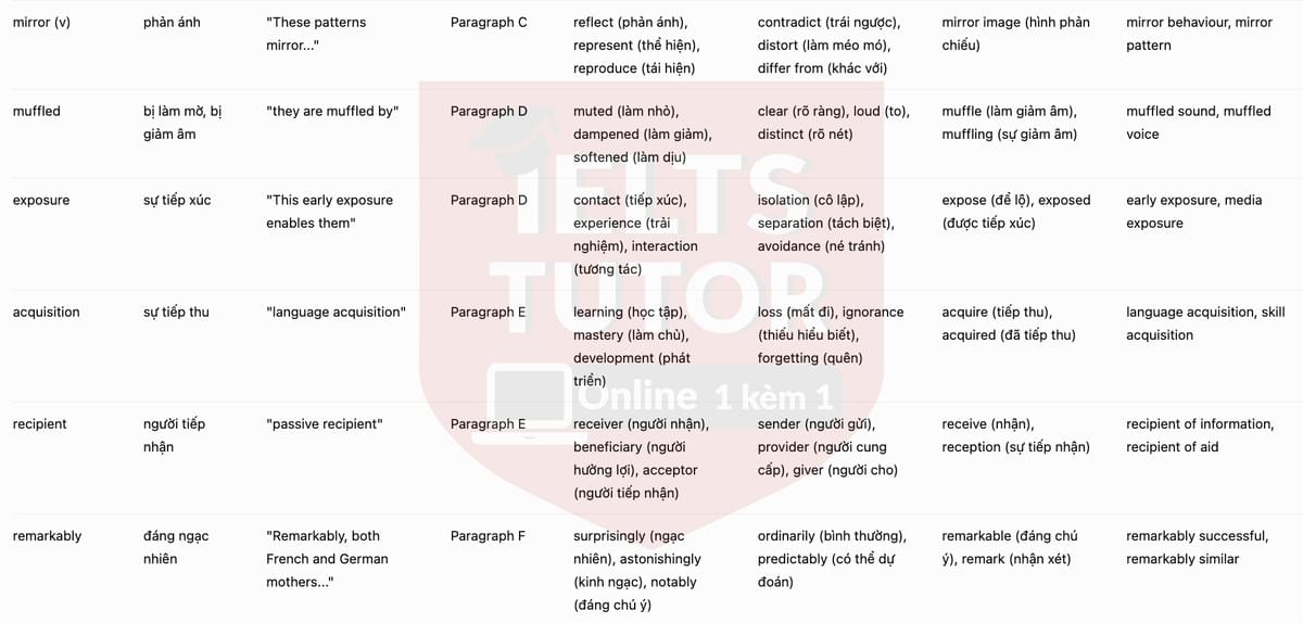 🔥 Babies cry in their mother tongue Answers with location - Đề luyện tập IELTS READING- Làm bài online format computer-based, kèm đáp án, dịch & giải thích từ vựng - cấu trúc ngữ pháp khó 🔥 Babies cry in their mother tongue Answers with location - Đề luyện tập IELTS READING- Làm bài online format computer-based, kèm đáp án, dịch & giải thích từ vựng - cấu trúc ngữ pháp khó