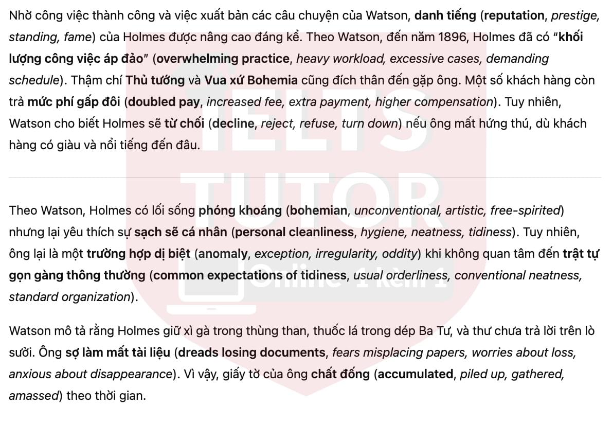 🔥Sherlock Holmes – The most sharp-minded detective ever Answers with location - Đề luyện tập IELTS READING- Làm bài online format computer-based, kèm đáp án, dịch & giải thích từ vựng - cấu trúc ngữ pháp khó 🔥Sherlock Holmes – The most sharp-minded detective ever Answers with location - Đề luyện tập IELTS READING- Làm bài online format computer-based, kèm đáp án, dịch & giải thích từ vựng - cấu trúc ngữ pháp khó