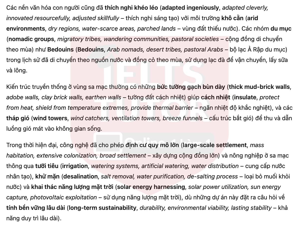 🔥Deserts and Desert Life Answers with location - Đề luyện tập IELTS READING- Làm bài online format computer-based, kèm đáp án, dịch & giải thích từ vựng - cấu trúc ngữ pháp khó 🔥Deserts and Desert Life Answers with location - Đề luyện tập IELTS READING- Làm bài online format computer-based, kèm đáp án, dịch & giải thích từ vựng - cấu trúc ngữ pháp khó