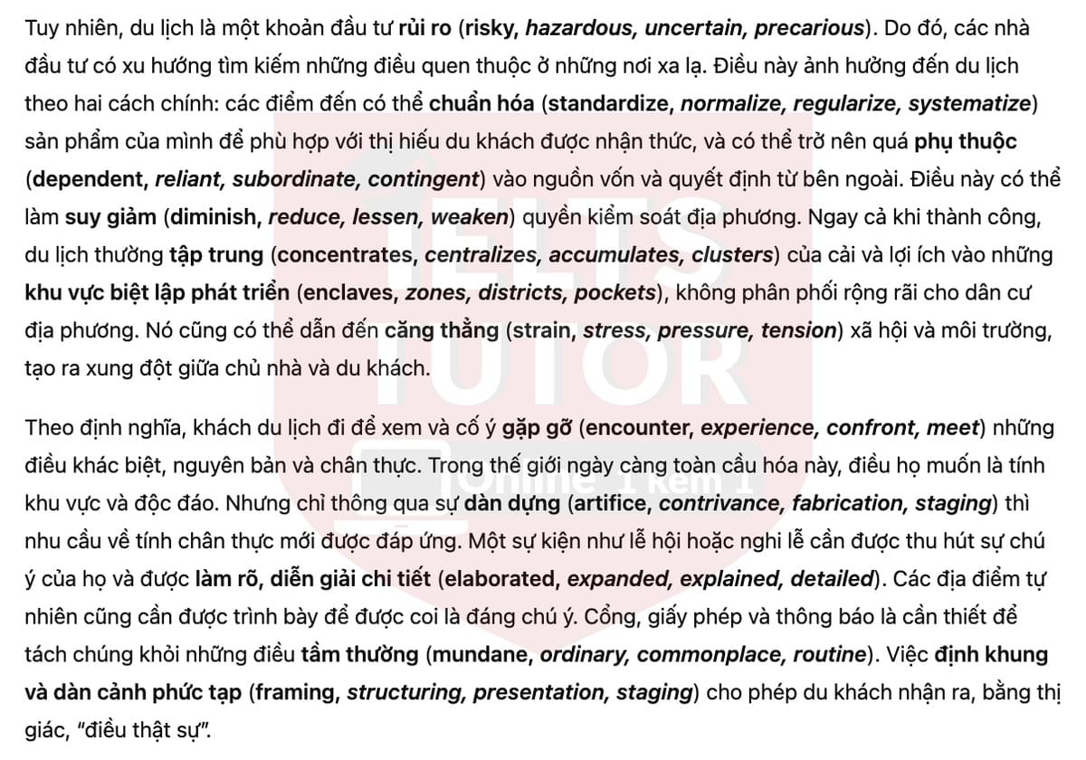 🔥The contradictions of tourism Answers with location - Đề luyện tập IELTS READING- Làm bài online format computer-based, kèm đáp án, dịch & giải thích từ vựng - cấu trúc ngữ pháp khó 🔥The contradictions of tourism Answers with location - Đề luyện tập IELTS READING- Làm bài online format computer-based, kèm đáp án, dịch & giải thích từ vựng - cấu trúc ngữ pháp khó