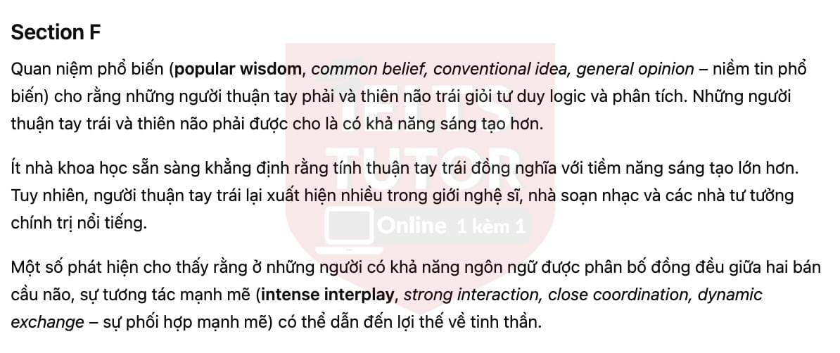🔥Left-handed or Right-handed? Answers with location - Đề luyện tập IELTS READING- Làm bài online format computer-based, kèm đáp án, dịch & giải thích từ vựng - cấu trúc ngữ pháp khó 🔥Left-handed or Right-handed? Answers with location - Đề luyện tập IELTS READING- Làm bài online format computer-based, kèm đáp án, dịch & giải thích từ vựng - cấu trúc ngữ pháp khó