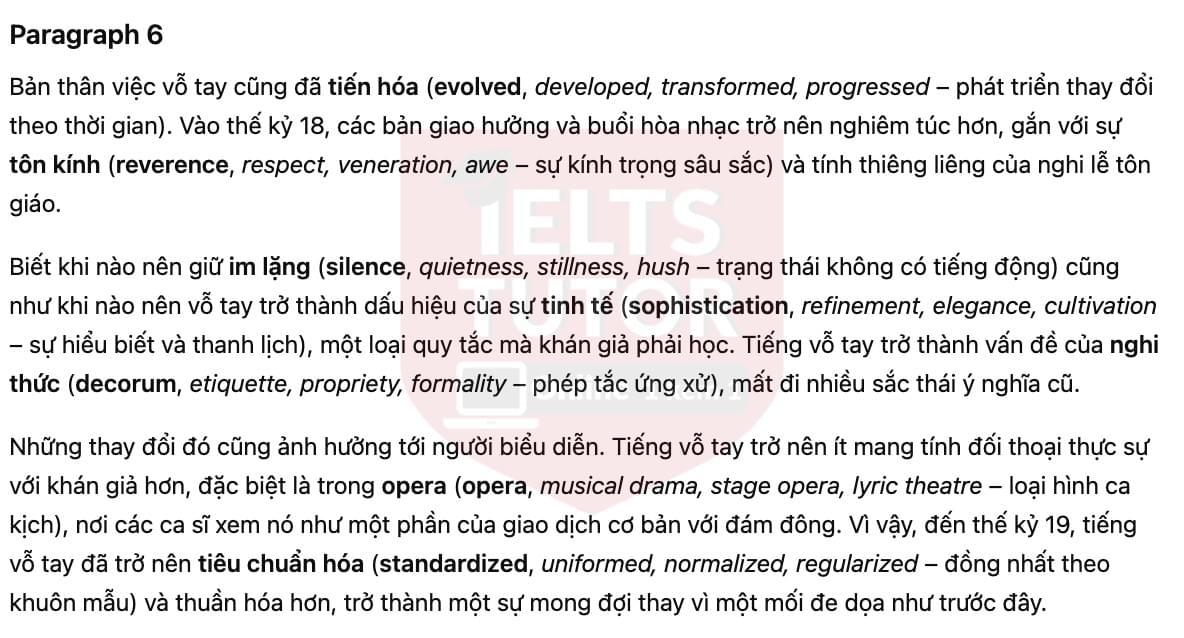 🔥The Origin and Development of Applause Answers with location - Đề luyện tập IELTS READING- Làm bài online format computer-based, kèm đáp án, dịch & giải thích từ vựng - cấu trúc ngữ pháp khó 🔥The Origin and Development of Applause Answers with location - Đề luyện tập IELTS READING- Làm bài online format computer-based, kèm đáp án, dịch & giải thích từ vựng - cấu trúc ngữ pháp khó
