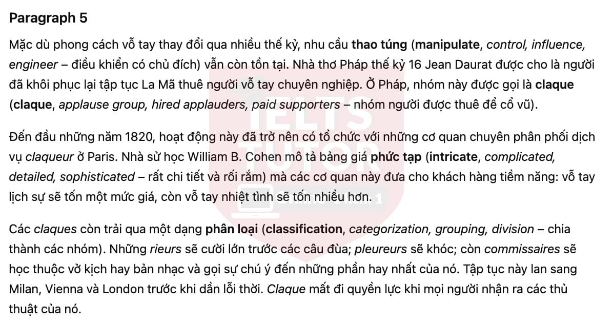 🔥The Origin and Development of Applause Answers with location - Đề luyện tập IELTS READING- Làm bài online format computer-based, kèm đáp án, dịch & giải thích từ vựng - cấu trúc ngữ pháp khó 🔥The Origin and Development of Applause Answers with location - Đề luyện tập IELTS READING- Làm bài online format computer-based, kèm đáp án, dịch & giải thích từ vựng - cấu trúc ngữ pháp khó
