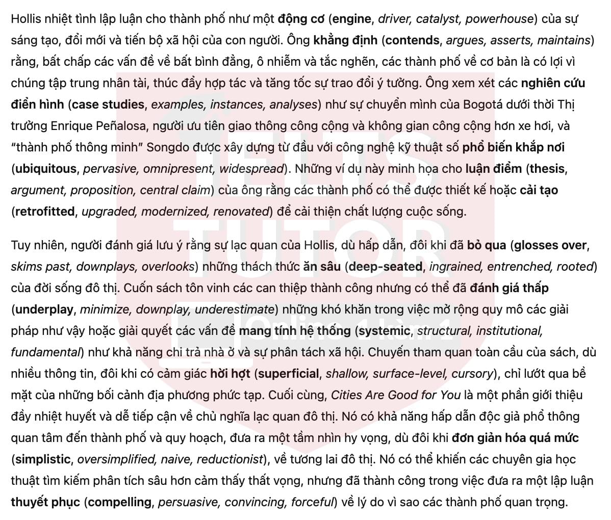 🔥Book Review: Cities Are Good for You by Leo Hollis Answers with location - Đề luyện tập IELTS READING- Làm bài online format computer-based, kèm đáp án, dịch & giải thích từ vựng - cấu trúc ngữ pháp khó 🔥Book Review: Cities Are Good for You by Leo Hollis Answers with location - Đề luyện tập IELTS READING- Làm bài online format computer-based, kèm đáp án, dịch & giải thích từ vựng - cấu trúc ngữ pháp khó