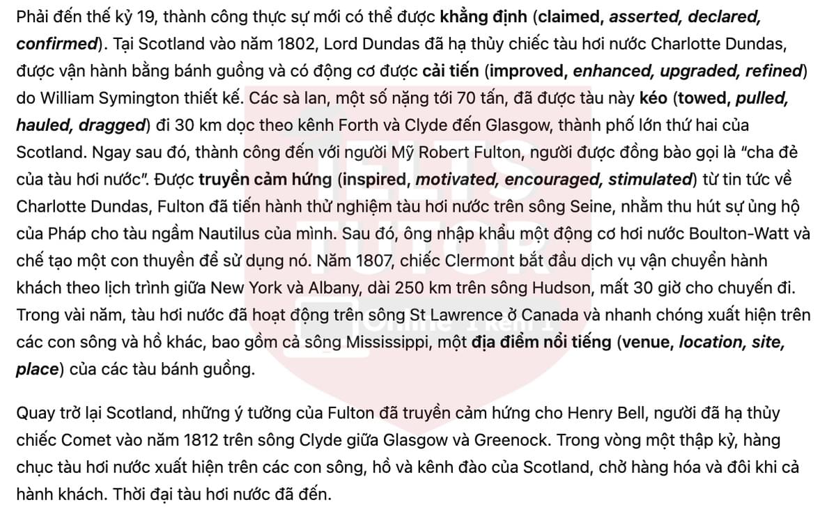🔥Steam across the water Answers with location - Đề luyện tập IELTS READING- Làm bài online format computer-based, kèm đáp án, dịch & giải thích từ vựng - cấu trúc ngữ pháp khó 🔥Steam across the water Answers with location - Đề luyện tập IELTS READING- Làm bài online format computer-based, kèm đáp án, dịch & giải thích từ vựng - cấu trúc ngữ pháp khó