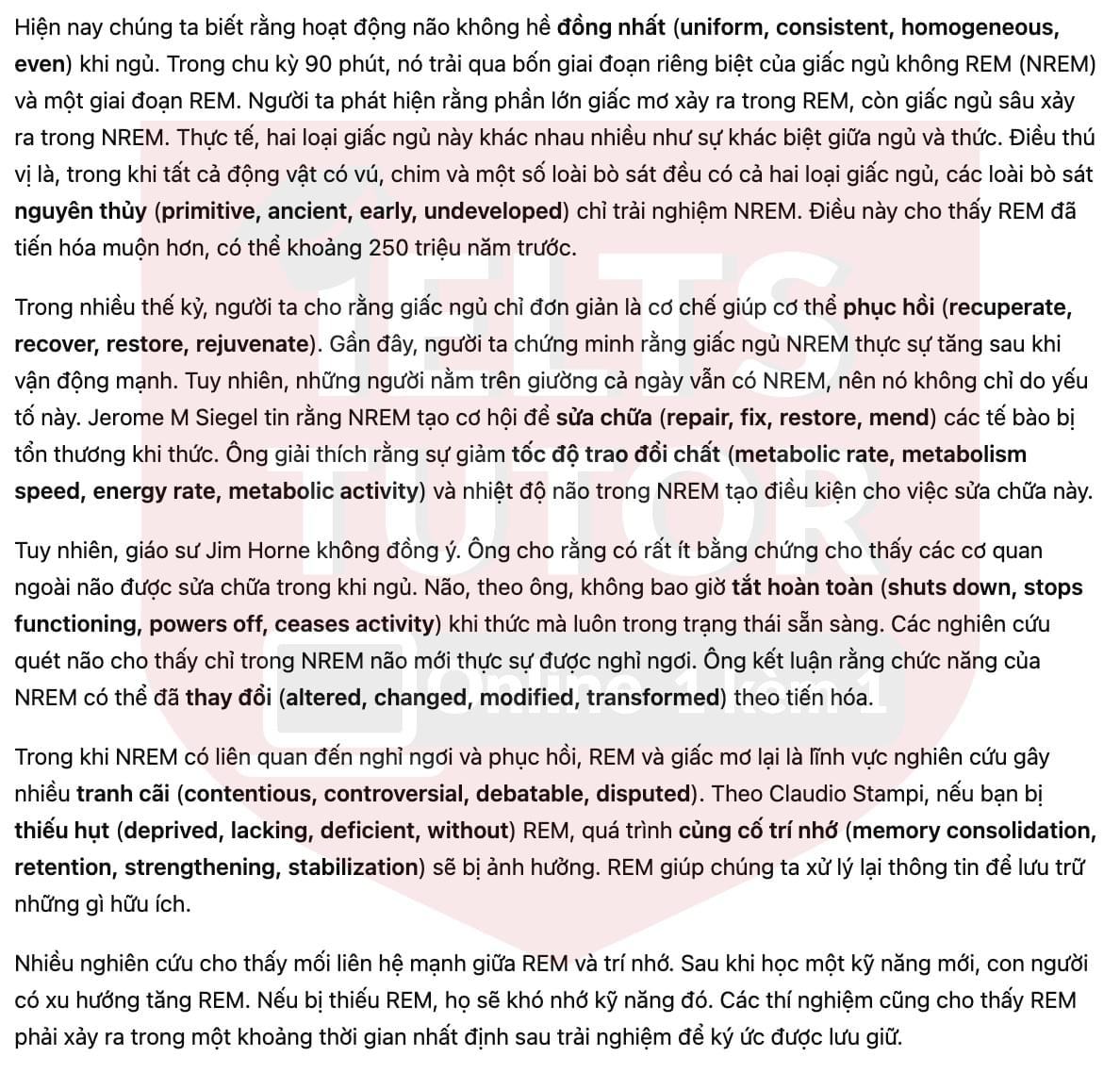 🔥The science of sleep Answers with location - Đề luyện tập IELTS READING- Làm bài online format computer-based, kèm đáp án, dịch & giải thích từ vựng - cấu trúc ngữ pháp khó 🔥The science of sleep Answers with location - Đề luyện tập IELTS READING- Làm bài online format computer-based, kèm đáp án, dịch & giải thích từ vựng - cấu trúc ngữ pháp khó