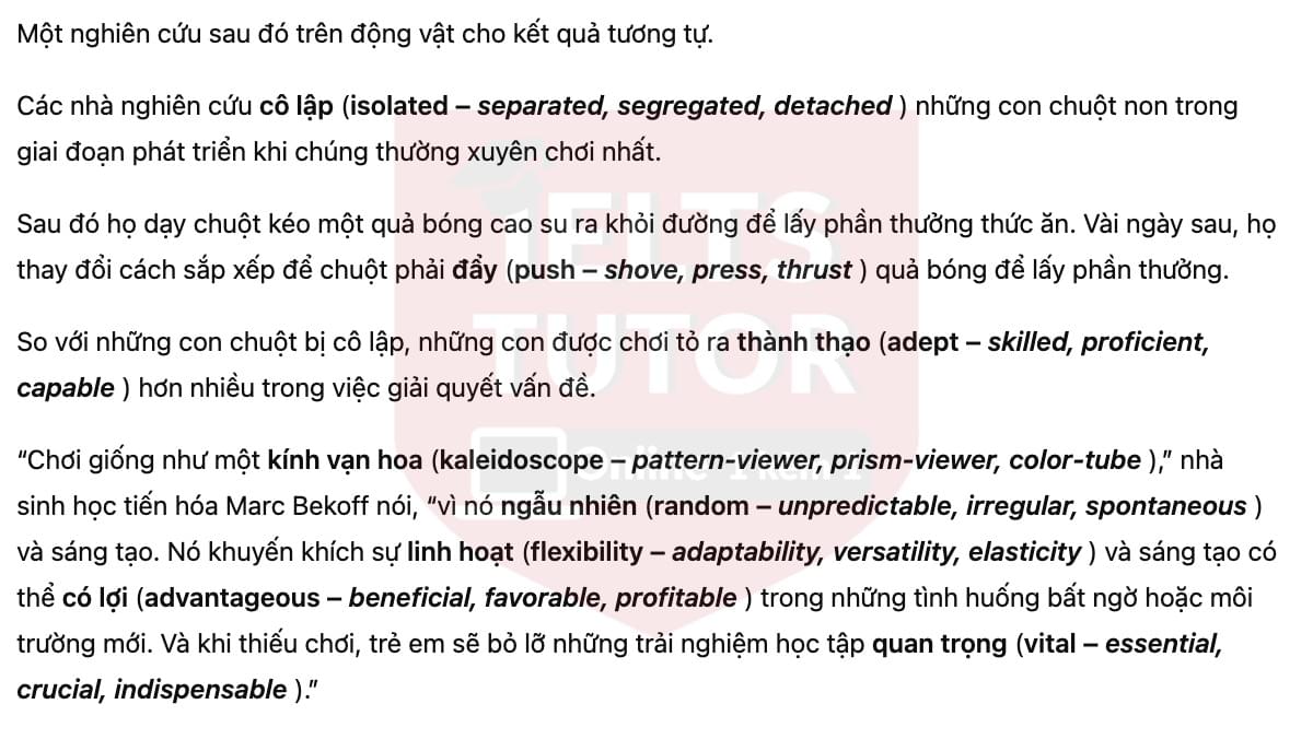 🔥The importance of being playful Answers with location - Đề thi thật IELTS READING- Làm bài online format computer-based, kèm đáp án, dịch & giải thích từ vựng - cấu trúc ngữ pháp khó 🔥The importance of being playful Answers with location - Đề thi thật IELTS READING- Làm bài online format computer-based, kèm đáp án, dịch & giải thích từ vựng - cấu trúc ngữ pháp khó