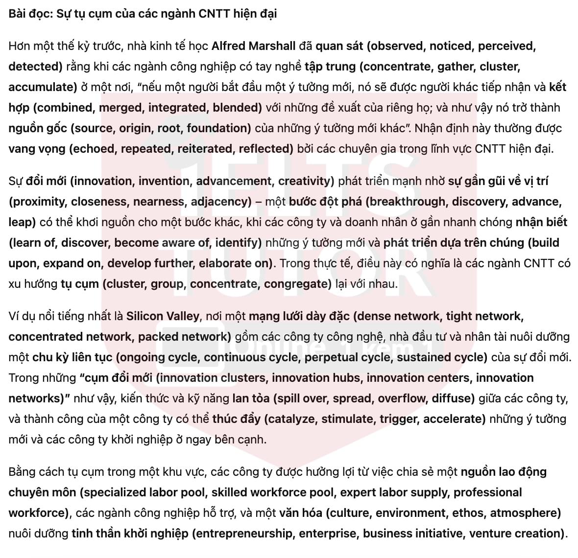 🔥The Clustering of Modern IT Industries Answers with location - Đề thi thật IELTS READING- Làm bài online format computer-based, kèm đáp án, dịch & giải thích từ vựng - cấu trúc ngữ pháp khó 🔥The Clustering of Modern IT Industries Answers with location - Đề thi thật IELTS READING- Làm bài online format computer-based, kèm đáp án, dịch & giải thích từ vựng - cấu trúc ngữ pháp khó
