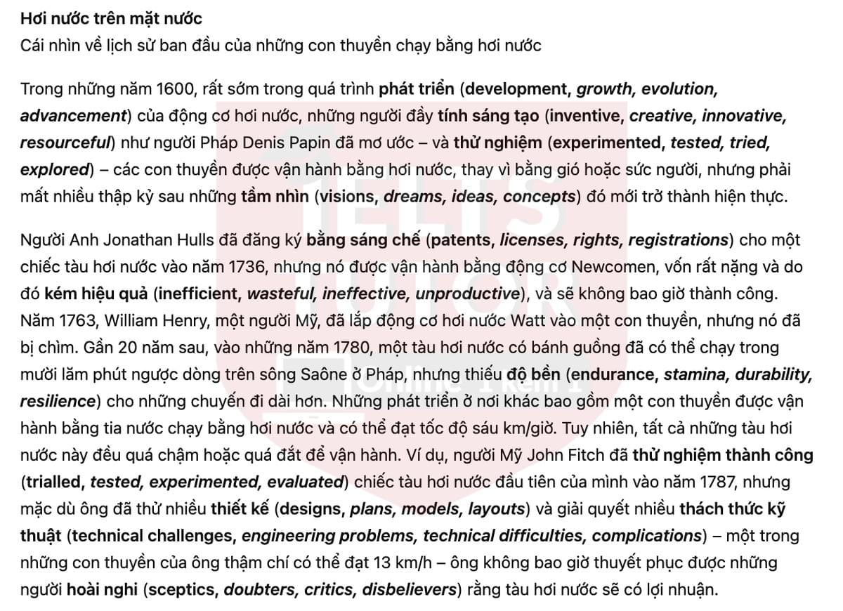 🔥Steam across the water Answers with location - Đề luyện tập IELTS READING- Làm bài online format computer-based, kèm đáp án, dịch & giải thích từ vựng - cấu trúc ngữ pháp khó 🔥Steam across the water Answers with location - Đề luyện tập IELTS READING- Làm bài online format computer-based, kèm đáp án, dịch & giải thích từ vựng - cấu trúc ngữ pháp khó