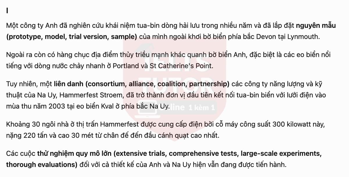 🔥Power from the Sea Answers with location - Đề luyện tập IELTS READING GENERAL TRAINING- Làm bài online format computer-based, kèm đáp án, dịch & giải thích từ vựng - cấu trúc ngữ pháp khó 🔥Power from the Sea Answers with location - Đề luyện tập IELTS READING GENERAL TRAINING- Làm bài online format computer-based, kèm đáp án, dịch & giải thích từ vựng - cấu trúc ngữ pháp khó