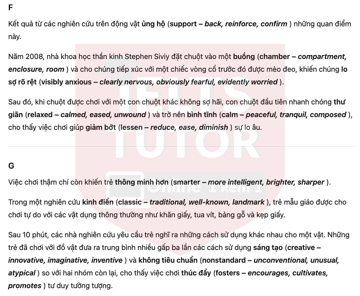 🔥The importance of being playful Answers with location - Đề thi thật IELTS READING- Làm bài online format computer-based, kèm đáp án, dịch & giải thích từ vựng - cấu trúc ngữ pháp khó 🔥The importance of being playful Answers with location - Đề thi thật IELTS READING- Làm bài online format computer-based, kèm đáp án, dịch & giải thích từ vựng - cấu trúc ngữ pháp khó