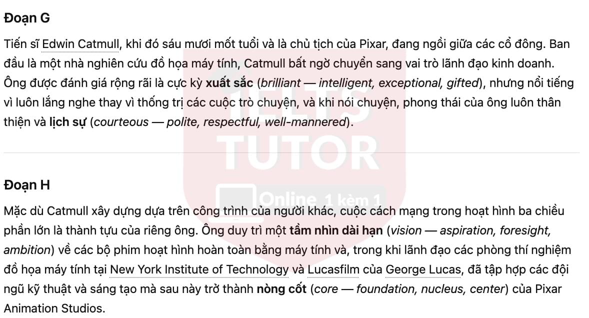 🔥The Pixar Story Answers with location - Đề luyện tập IELTS READING- Làm bài online format computer-based, kèm đáp án, dịch & giải thích từ vựng - cấu trúc ngữ pháp khó 🔥The Pixar Story Answers with location - Đề luyện tập IELTS READING- Làm bài online format computer-based, kèm đáp án, dịch & giải thích từ vựng - cấu trúc ngữ pháp khó