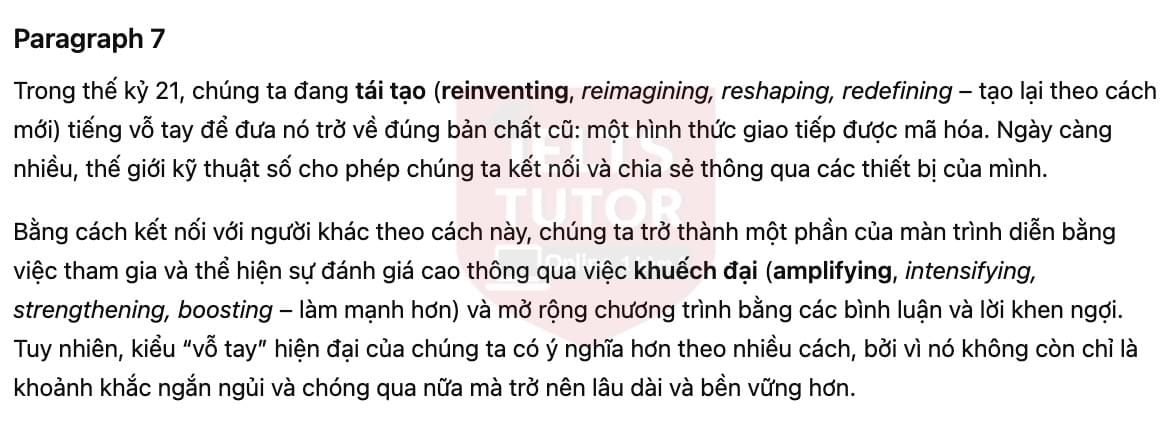 🔥The Origin and Development of Applause Answers with location - Đề luyện tập IELTS READING- Làm bài online format computer-based, kèm đáp án, dịch & giải thích từ vựng - cấu trúc ngữ pháp khó 🔥The Origin and Development of Applause Answers with location - Đề luyện tập IELTS READING- Làm bài online format computer-based, kèm đáp án, dịch & giải thích từ vựng - cấu trúc ngữ pháp khó