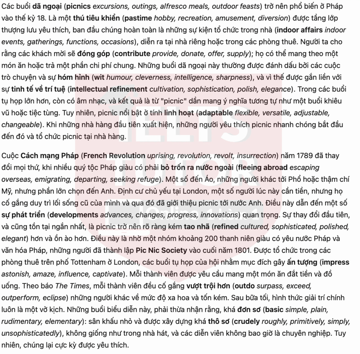 🔥The history of the picnic Answers with location - Đề luyện tập IELTS READING- Làm bài online format computer-based, kèm đáp án, dịch & giải thích từ vựng - cấu trúc ngữ pháp khó 🔥The history of the picnic Answers with location - Đề luyện tập IELTS READING- Làm bài online format computer-based, kèm đáp án, dịch & giải thích từ vựng - cấu trúc ngữ pháp khó