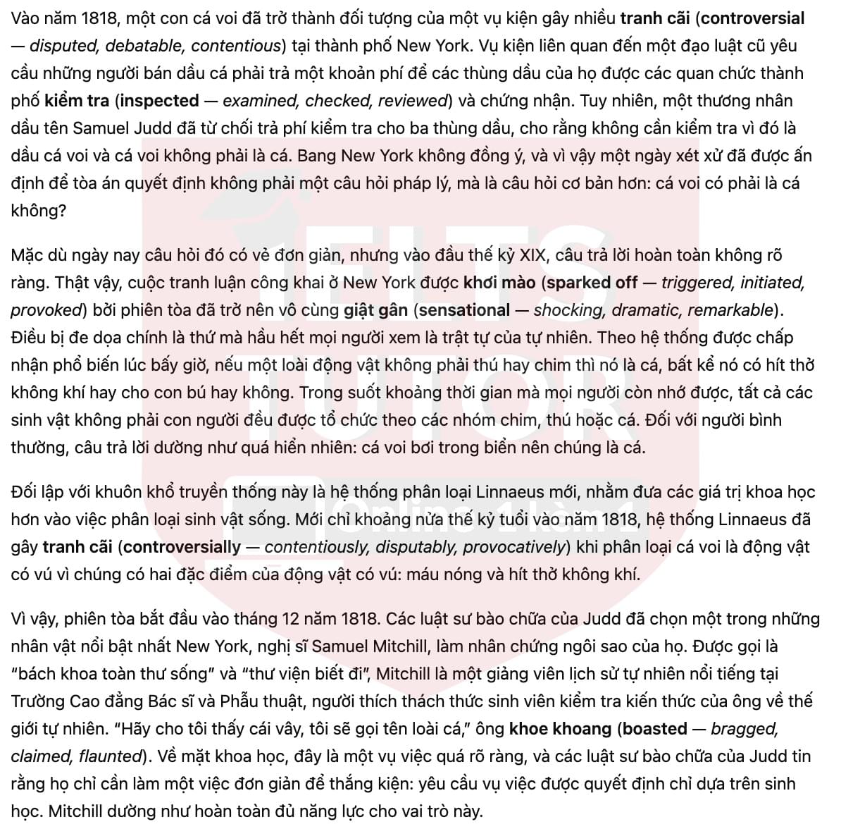 🔥The Whale Goes to Court Answers with location - Đề luyện tập IELTS READING- Làm bài online format computer-based, kèm đáp án, dịch & giải thích từ vựng - cấu trúc ngữ pháp khó 🔥The Whale Goes to Court Answers with location - Đề luyện tập IELTS READING- Làm bài online format computer-based, kèm đáp án, dịch & giải thích từ vựng - cấu trúc ngữ pháp khó