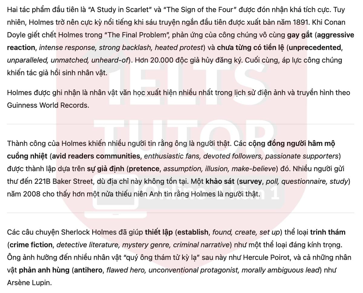 🔥Sherlock Holmes – The most sharp-minded detective ever Answers with location - Đề luyện tập IELTS READING- Làm bài online format computer-based, kèm đáp án, dịch & giải thích từ vựng - cấu trúc ngữ pháp khó 🔥Sherlock Holmes – The most sharp-minded detective ever Answers with location - Đề luyện tập IELTS READING- Làm bài online format computer-based, kèm đáp án, dịch & giải thích từ vựng - cấu trúc ngữ pháp khó