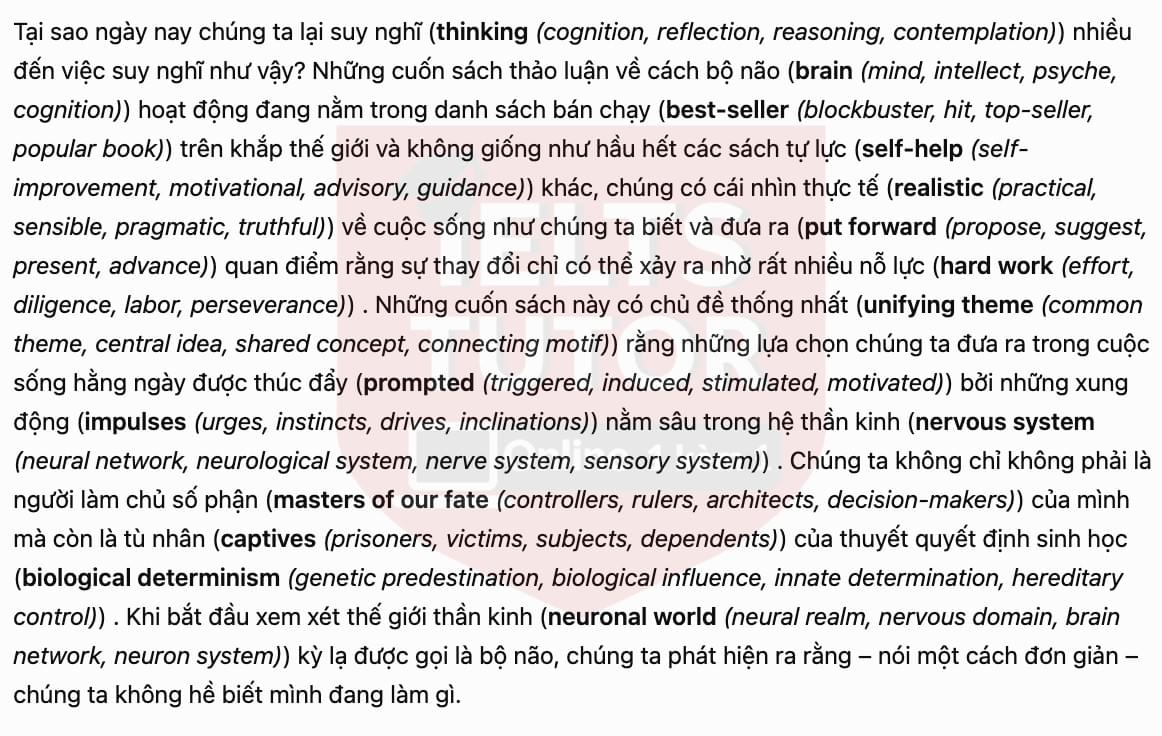 🔥Brains trust: learning about ourselves Answers with location - Đề luyện tập IELTS READING- Làm bài online format computer-based, kèm đáp án, dịch & giải thích từ vựng - cấu trúc ngữ pháp khó 🔥Brains trust: learning about ourselves Answers with location - Đề luyện tập IELTS READING- Làm bài online format computer-based, kèm đáp án, dịch & giải thích từ vựng - cấu trúc ngữ pháp khó