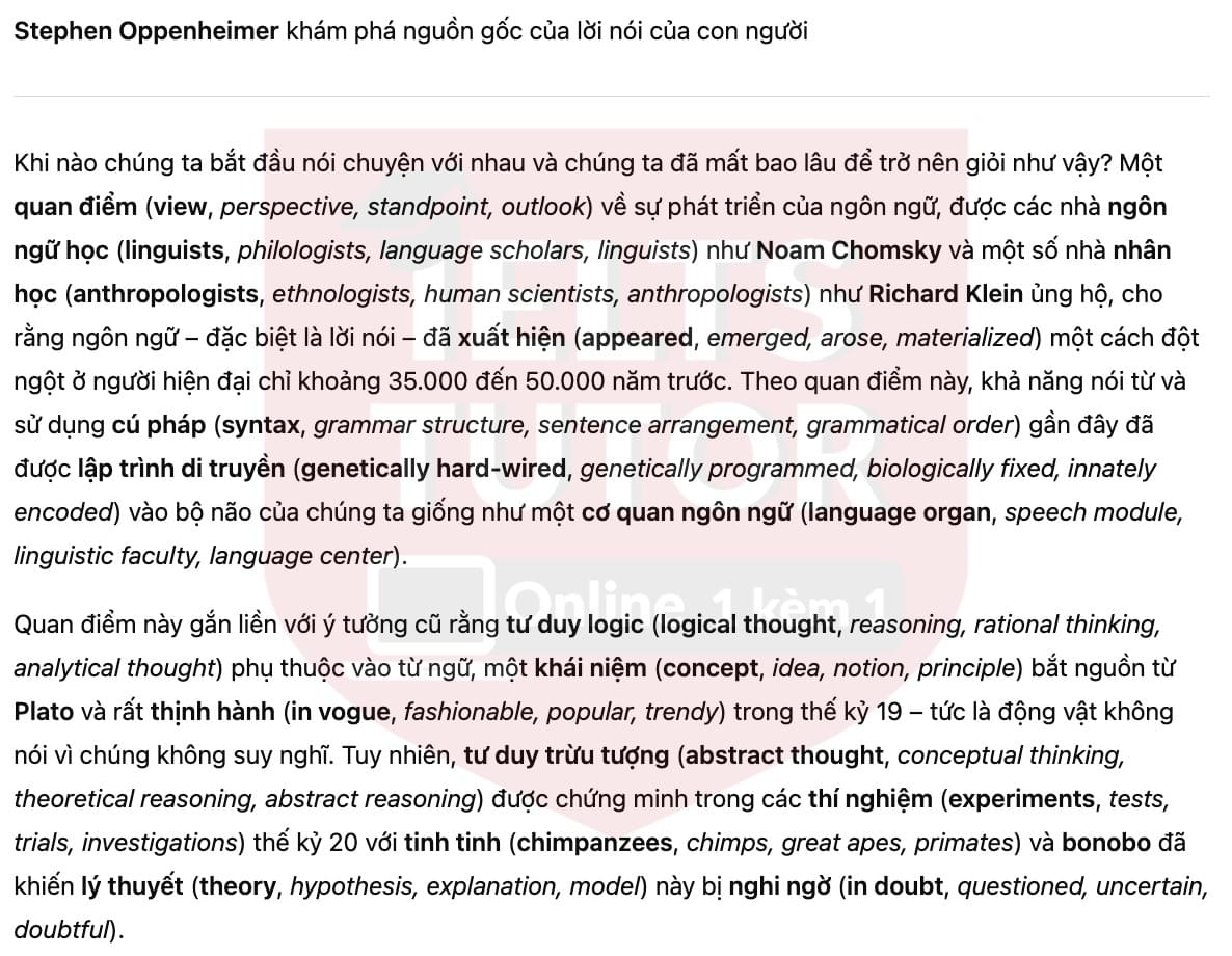 🔥Look who was talking Answers with location - Đề luyện IELTS READING- Làm bài online format computer-based, kèm đáp án, dịch & giải thích từ vựng - cấu trúc ngữ pháp khó 🔥Look who was talking Answers with location - Đề luyện IELTS READING- Làm bài online format computer-based, kèm đáp án, dịch & giải thích từ vựng - cấu trúc ngữ pháp khó