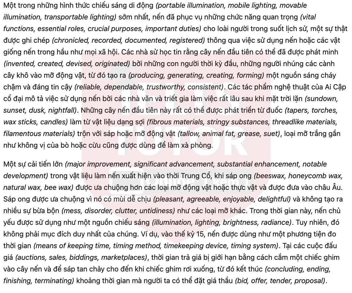 🔥Candles Answers with location - Đề luyện IELTS READING- Làm bài online format computer-based, kèm đáp án, dịch & giải thích từ vựng - cấu trúc ngữ pháp khó 🔥Candles Answers with location - Đề luyện IELTS READING- Làm bài online format computer-based, kèm đáp án, dịch & giải thích từ vựng - cấu trúc ngữ pháp khó