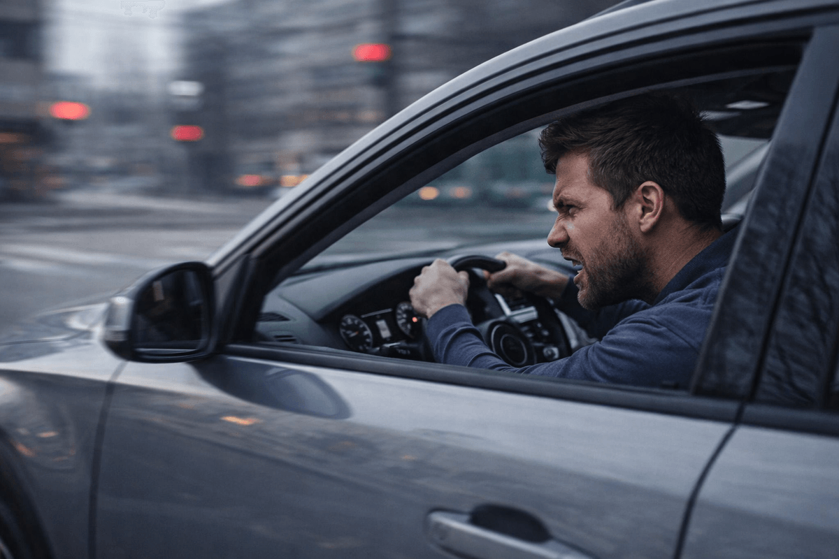 Agresywny styl jazdy w mieście – kierowca prowadzący samochód w ruchu miejskim w Poznaniu, wpływ stylu jazdy na zużycie auta Agresywny styl jazdy w mieście – kierowca prowadzący samochód w ruchu miejskim w Poznaniu, wpływ stylu jazdy na zużycie auta