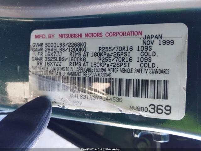 2000 MITSUBISHI MONTERO SPORT LS 4WD 3.0L V6