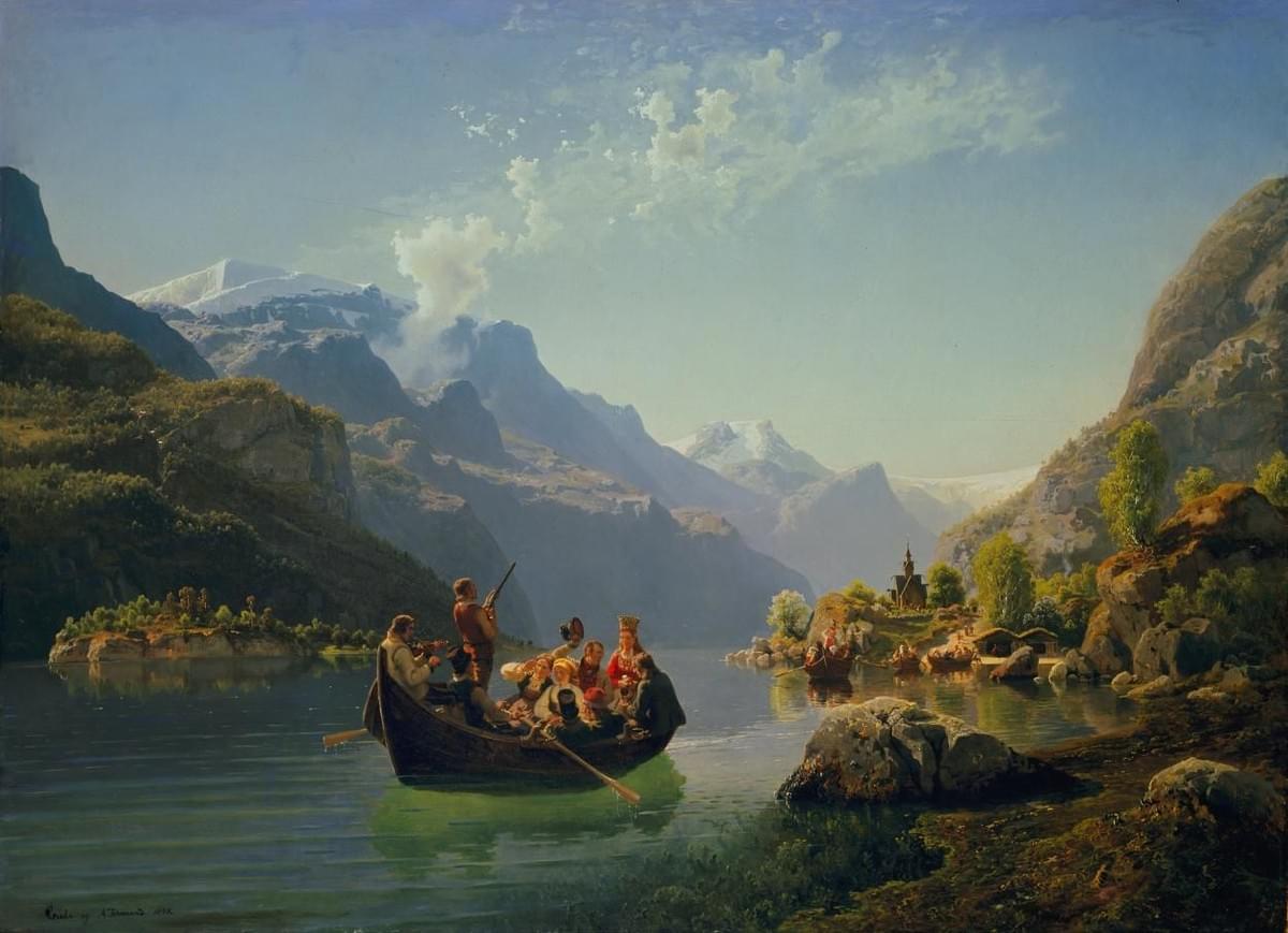Adolph Tidemand og Hans Gude, «Brudeferden i Hardanger» Adolph Tidemand og Hans Gude, «Brudeferden i Hardanger»