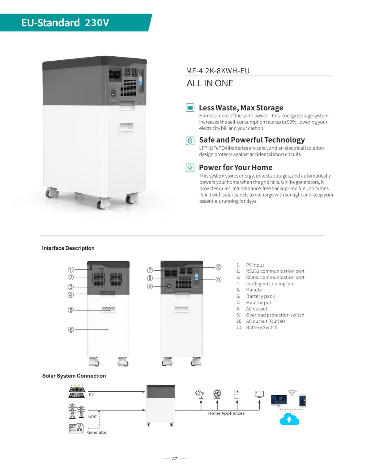 4.2KW+8KWh IP21 EU-Standard ALL IN ONE Energy Storage System