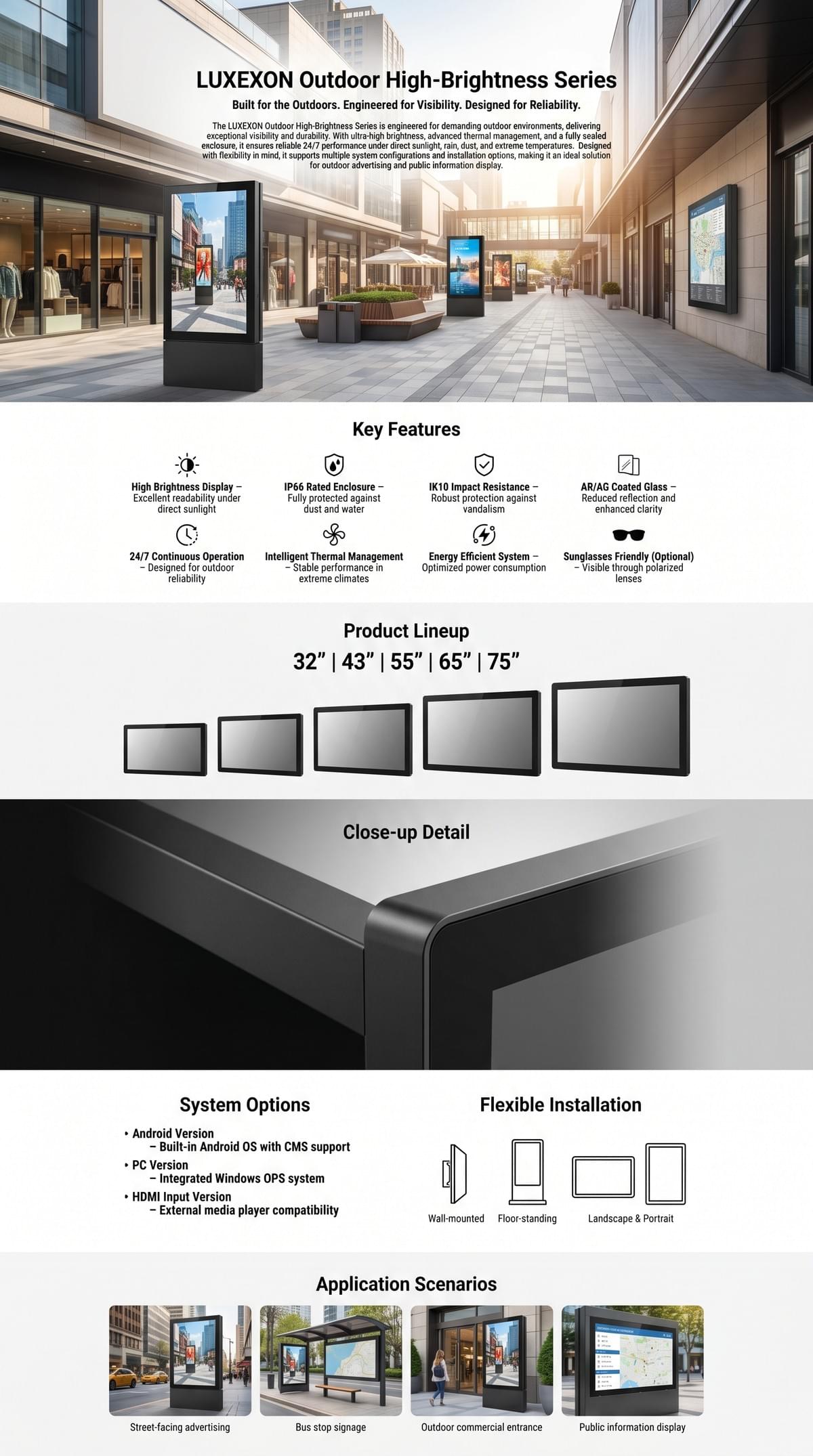 75 inch Outdoor Digital Signage