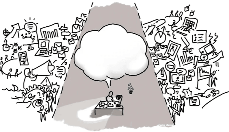 Illustration de plusieurs personnes interagissant et collaborant autour d'un tableau et d'une présentation, symbolisant la construction d'un nouveau langage partagé, la narration et la mobilisation d'équipes.` Illustration de plusieurs personnes interagissant et collaborant autour d'un tableau et d'une présentation, symbolisant la construction d'un nouveau langage partagé, la narration et la mobilisation d'équipes.`