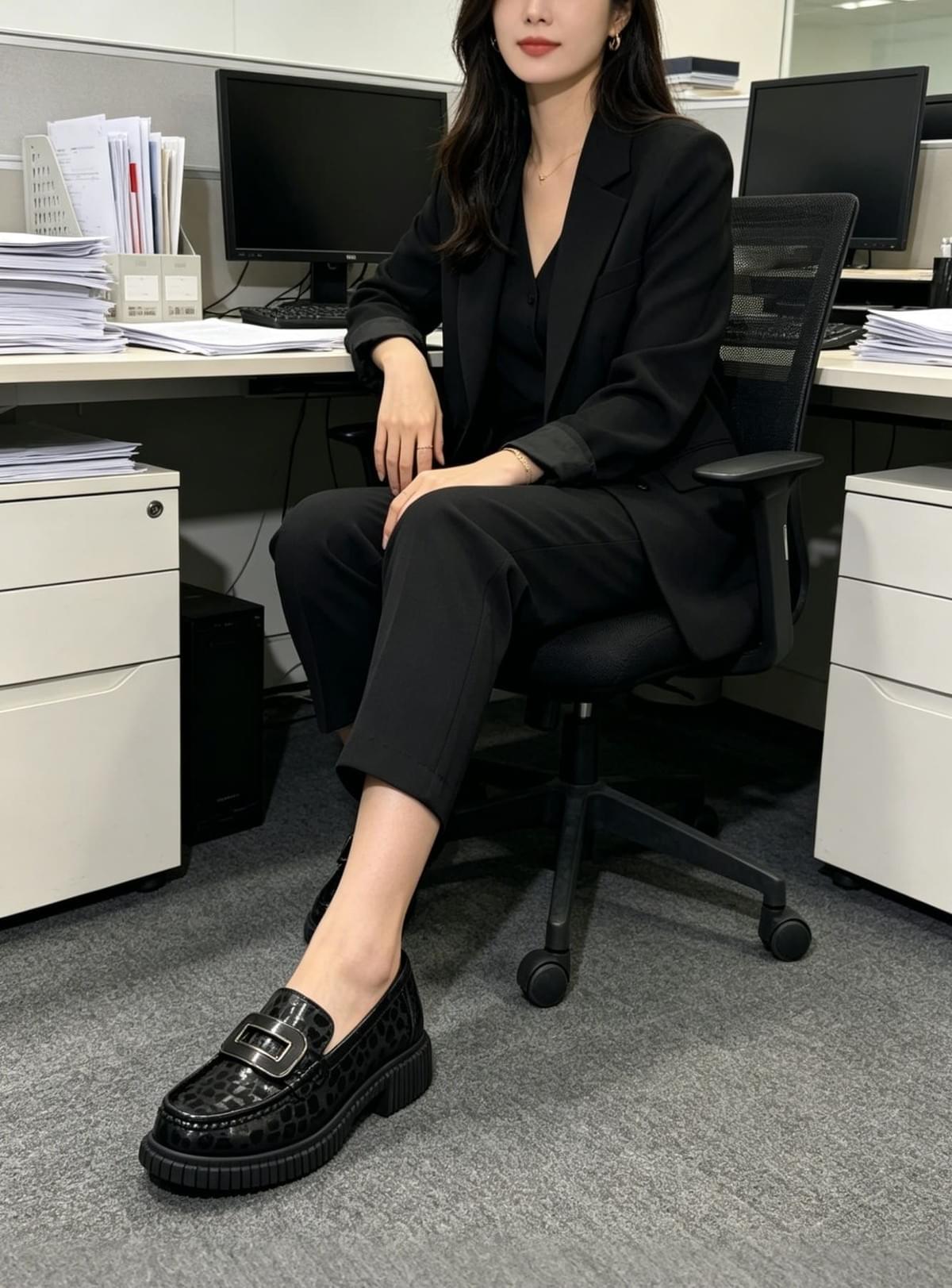 Women wearing leather loafers in office – comfortable work shoes for professionals Women wearing leather loafers in office – comfortable work shoes for professionals