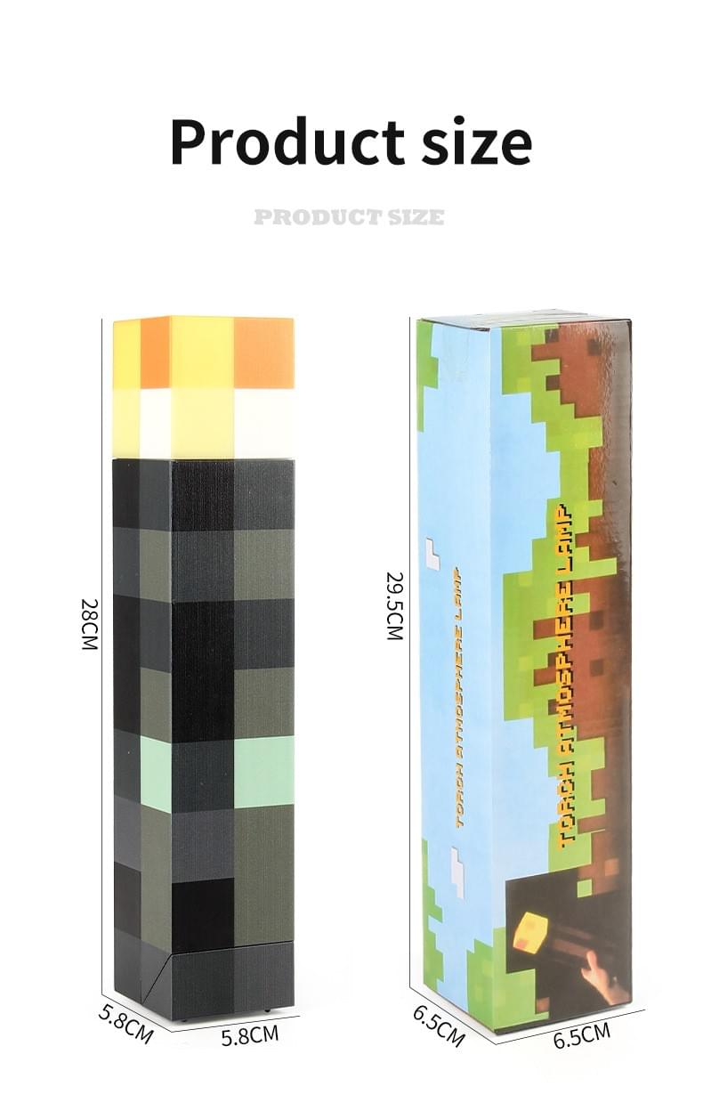 Minecraft Pixel Torch LED Night Light & Rechargeable Ore Desk Lamp