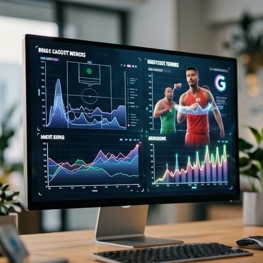 Un écran d'ordinateur high-tech affichant des graphiques détaillés de prévisions sportives par IA, des modèles 3D de joueurs marocains et norvégiens, et des courbes de xG lumineuses. Style épuré de blogueur tech, faible profondeur de champ, professionnel. Un écran d'ordinateur high-tech affichant des graphiques détaillés de prévisions sportives par IA, des modèles 3D de joueurs marocains et norvégiens, et des courbes de xG lumineuses. Style épuré de blogueur tech, faible profondeur de champ, professionnel.