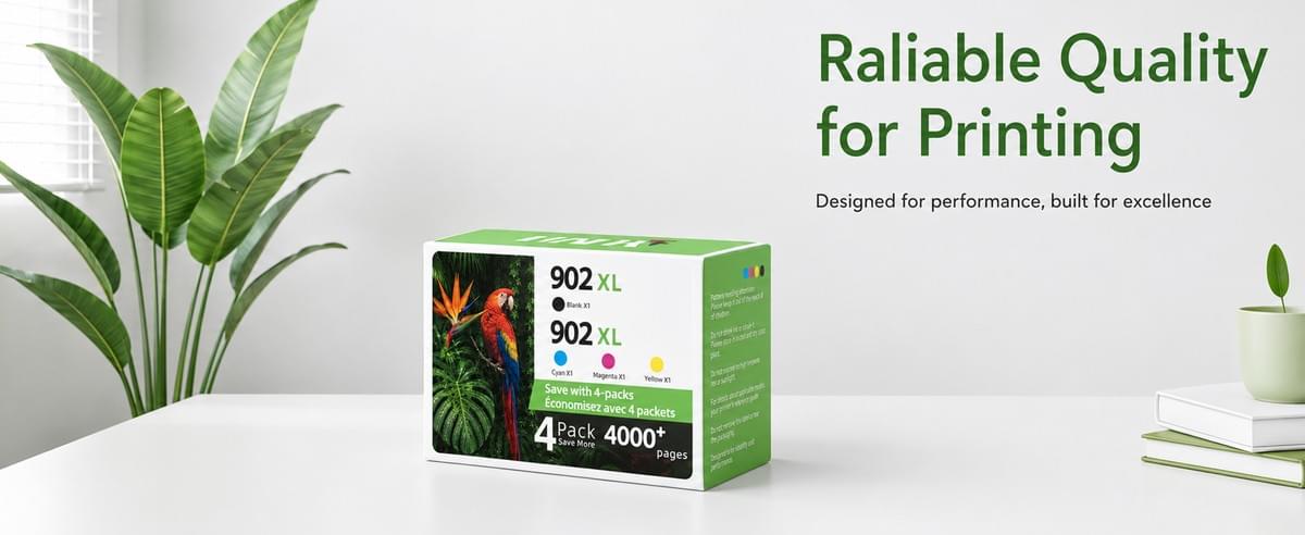 902XL Ink Cartridges Replacements for HP 902 Ink Cartridges Combo Pack (4 Pack)