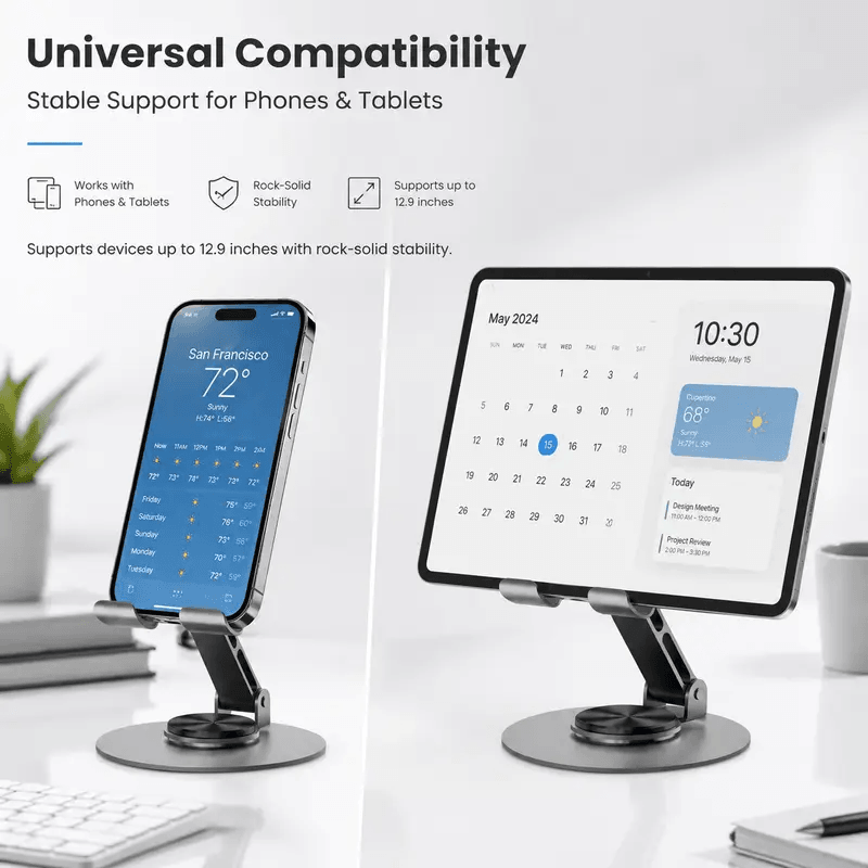 360° Rotatable Foldable Metal Phone Holder Adjustable Desktop Stand