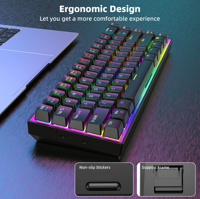 68Keys Hot‑Swappable Mechanical Keyboard, PBT Gradient Side‑Print Keycaps, RGB Wired Gaming Keyboard