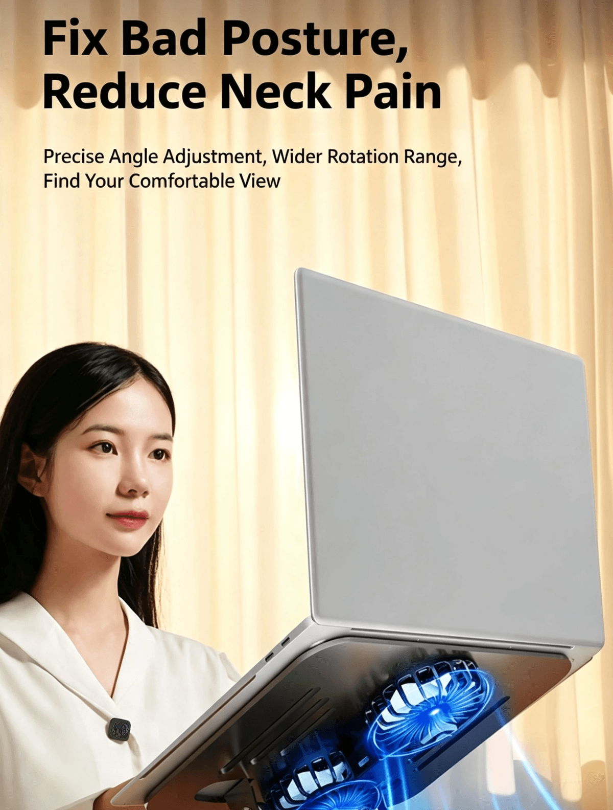Dual‑Fan Cooling Laptop Stand | 360° Rotation Ergonomic Aluminum Alloy Notebook Holder